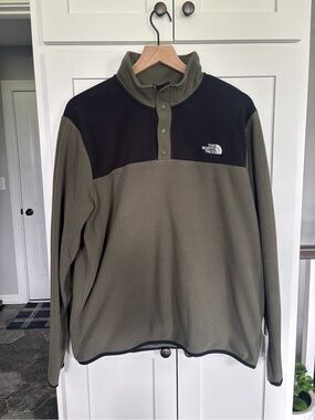 The North Face Olive Green Fleece Snap Pullover